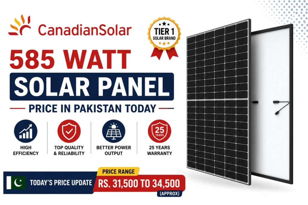 585 Watt Canadian Solar Panel latest price in Pakistan for residential and commercial solar systems