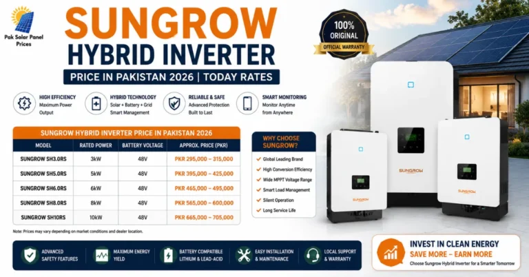 Sungrow hybrid inverter price in Pakistan 2026 updated rates