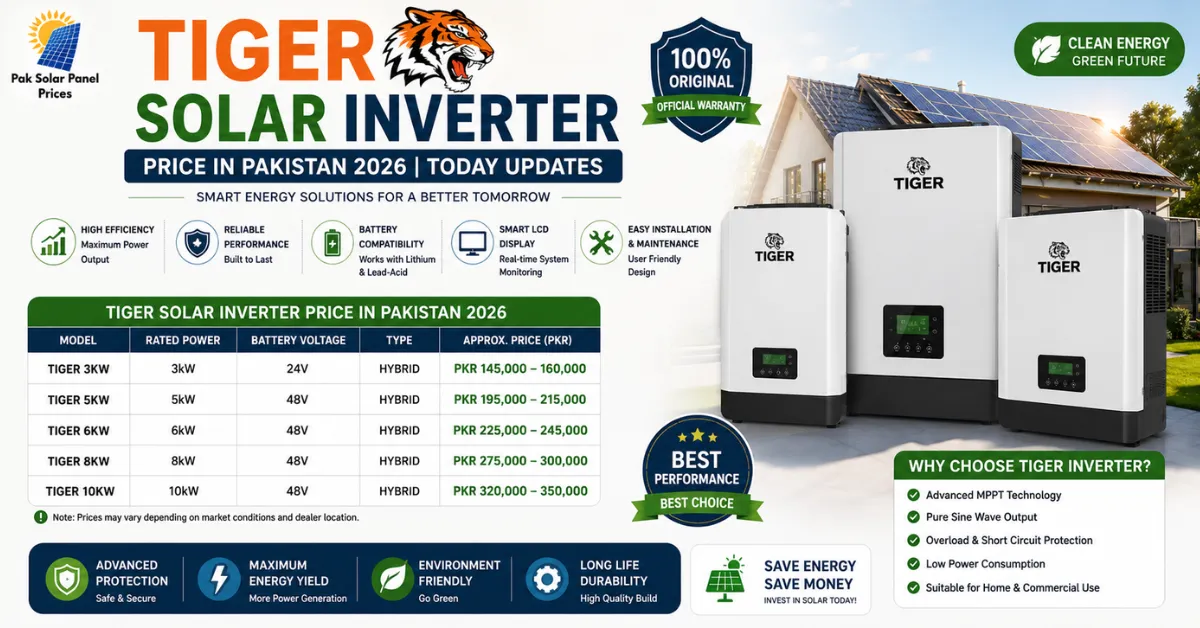 Tiger solar inverter price in Pakistan 2026 latest updated price list
