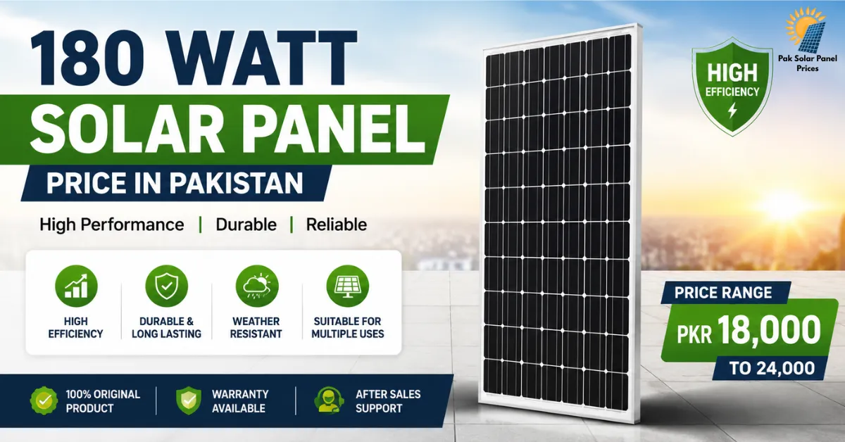180 watt solar panel price in Pakistan with latest market rates, specifications and buying guide.