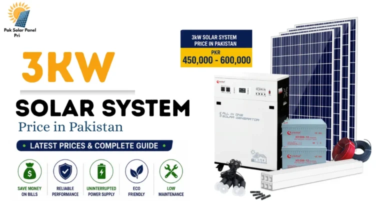 3kW solar system price in Pakistan with solar panels, inverter, batteries and complete installation kit (2026)