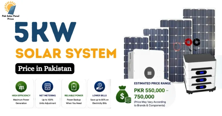 5kW solar system price in Pakistan with inverter, lithium battery, solar panels and net metering solution
