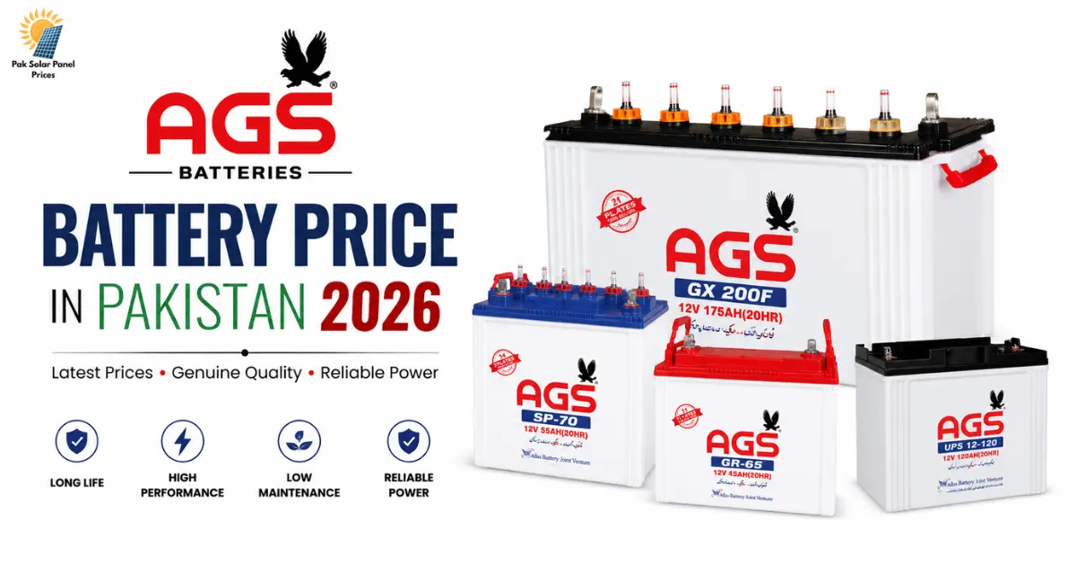 AGS battery price in Pakistan 2026 featuring AGS car, UPS, and tubular batteries with latest prices and specifications