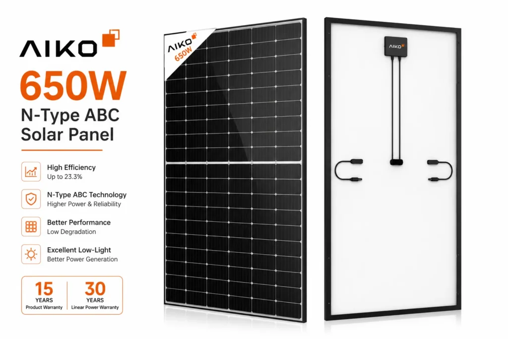 AIKO 650W N-Type ABC high-efficiency solar panel
