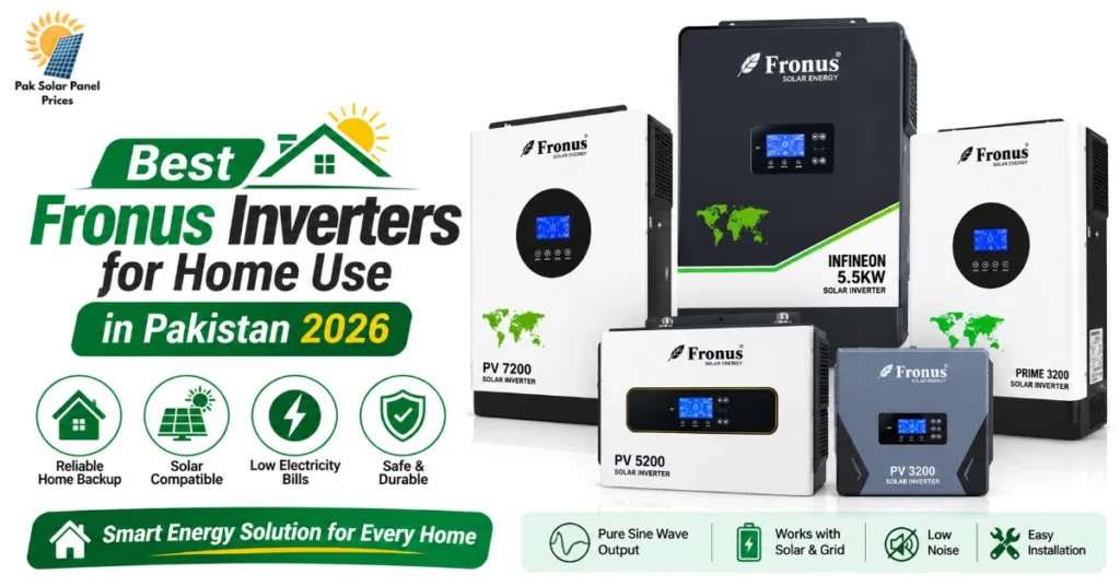 Best Fronus inverters for home use in Pakistan 2026 featuring 3.2kW, 5.2kW, 5.5kW and 7.2kW solar inverter models for residential solar systems.
