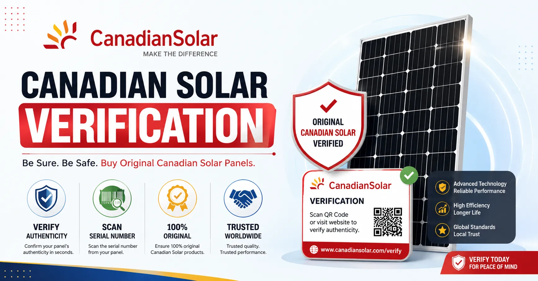 Canadian Solar panel verification online in Pakistan using QR code and serial number