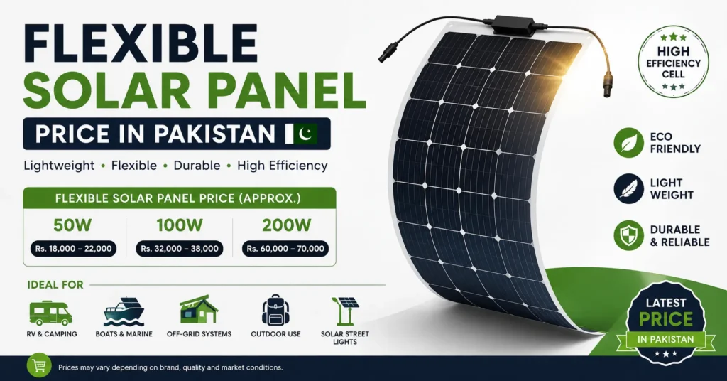 Flexible solar panel price in Pakistan with 50W 100W and 200W price comparison