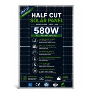 Half Cut Solar Panel Price in Pakistan 2026 | 580W High Efficiency Panel Half Cut Solar Panel Price in Pakistan 2026 – 580W half-cell high efficiency solar panel with reduced power loss and better output.