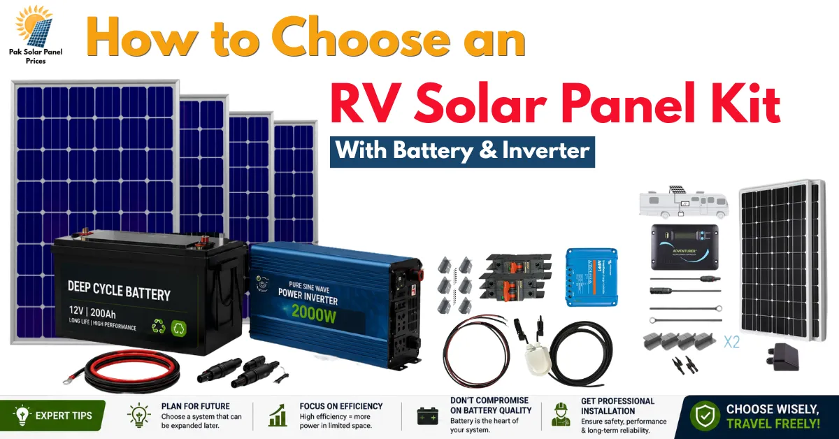 How to choose the best RV solar panel kit with battery and inverter for camping, travel and off-grid power.