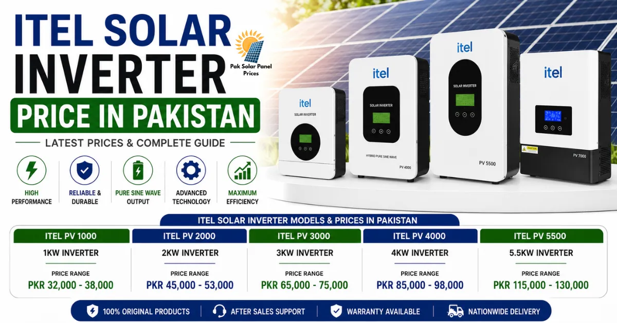 Itel solar inverter models with updated prices for home solar systems in Pakistan.