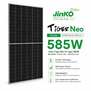 Jinko Tiger Neo N-Type 585W mono solar panel product image with white background for online store in Pakistan.