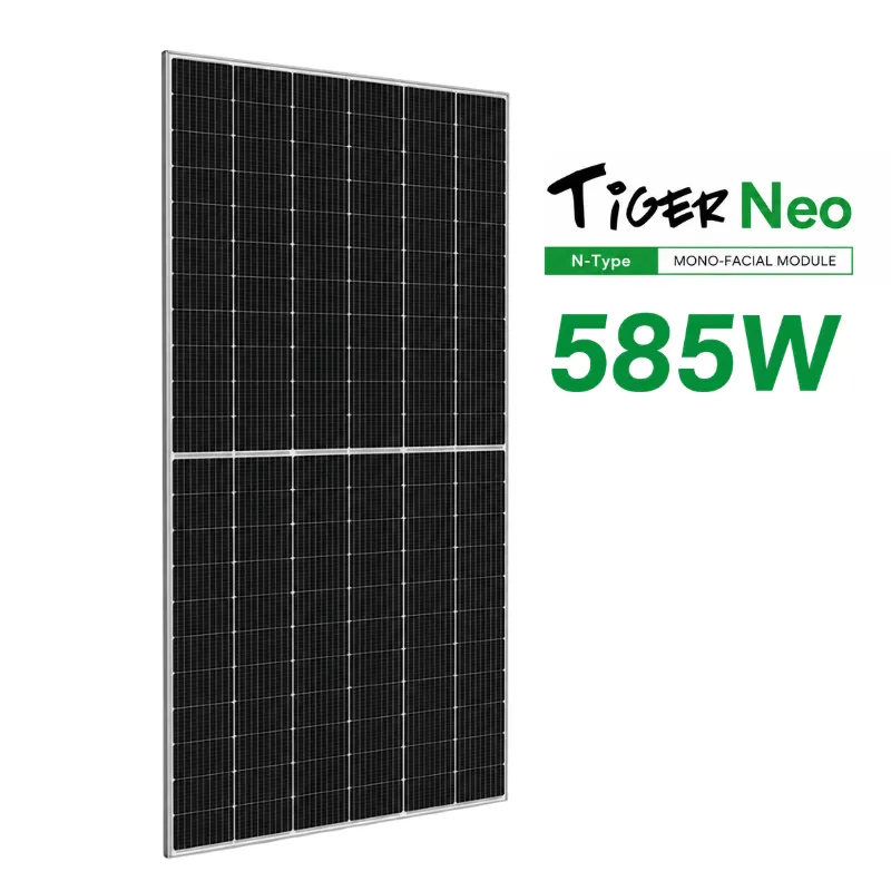 Jinko Tiger Neo N-Type 585W solar panel on a white background for product listing in Pakistan.