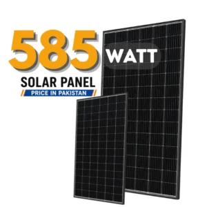 Latest 585W solar panel price in Pakistan 2026 with A-grade high-efficiency solar module on clean background