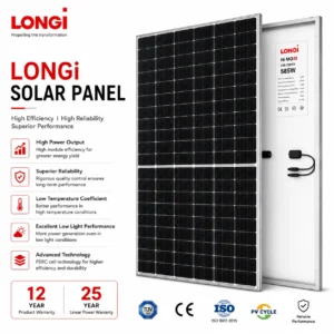 LONGi Solar Panel front and rear view with advanced photovoltaic technology