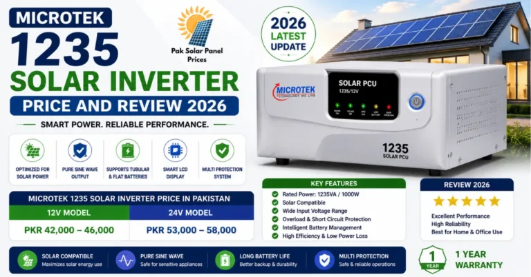Microtek 1235 Solar Inverter Price in Pakistan 2026 with 12V and 24V models, features, specifications, and review.
