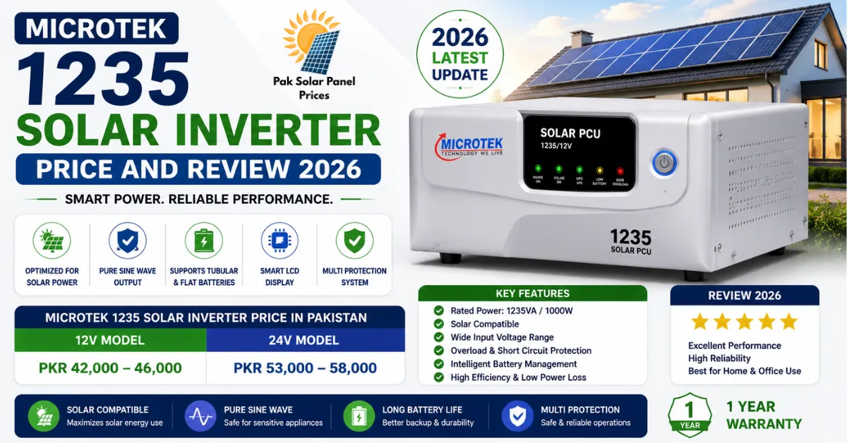 Microtek 1235 Solar Inverter Price in Pakistan 2026 with 12V and 24V models, features, specifications, and review.