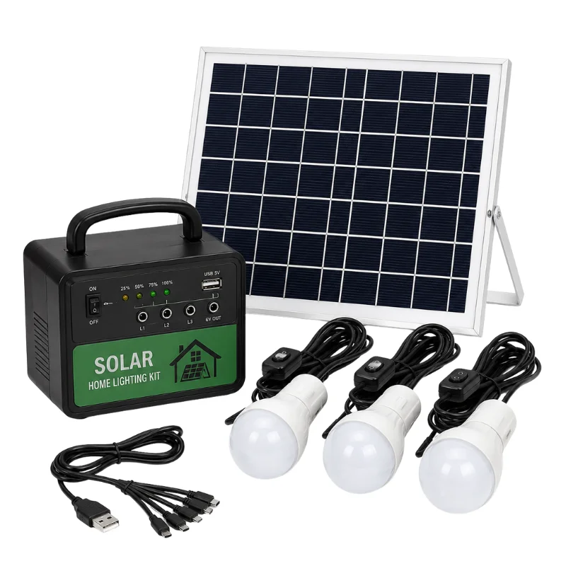 Solar Home Light Kit, Solar Lighting System for Home, Solar Power Kit with LED Bulbs, Off Grid Solar Home System, Backup Solar Light Kit