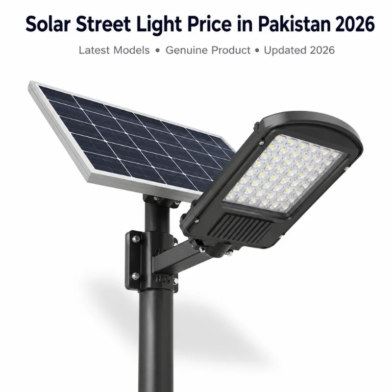Solar Street Light Price in Pakistan 2026 – LED solar street light with solar panel for roads, parking areas, and public spaces