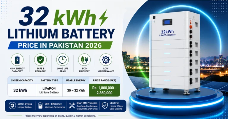 32 kWh lithium battery price in Pakistan, 32kWh LiFePO4 battery, solar battery storage, lithium battery Pakistan
