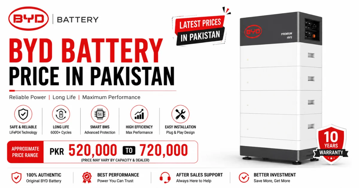 BYD battery price in Pakistan, BYD lithium battery, BYD solar battery, LiFePO4 battery Pakistan, BYD battery price, home energy storage battery