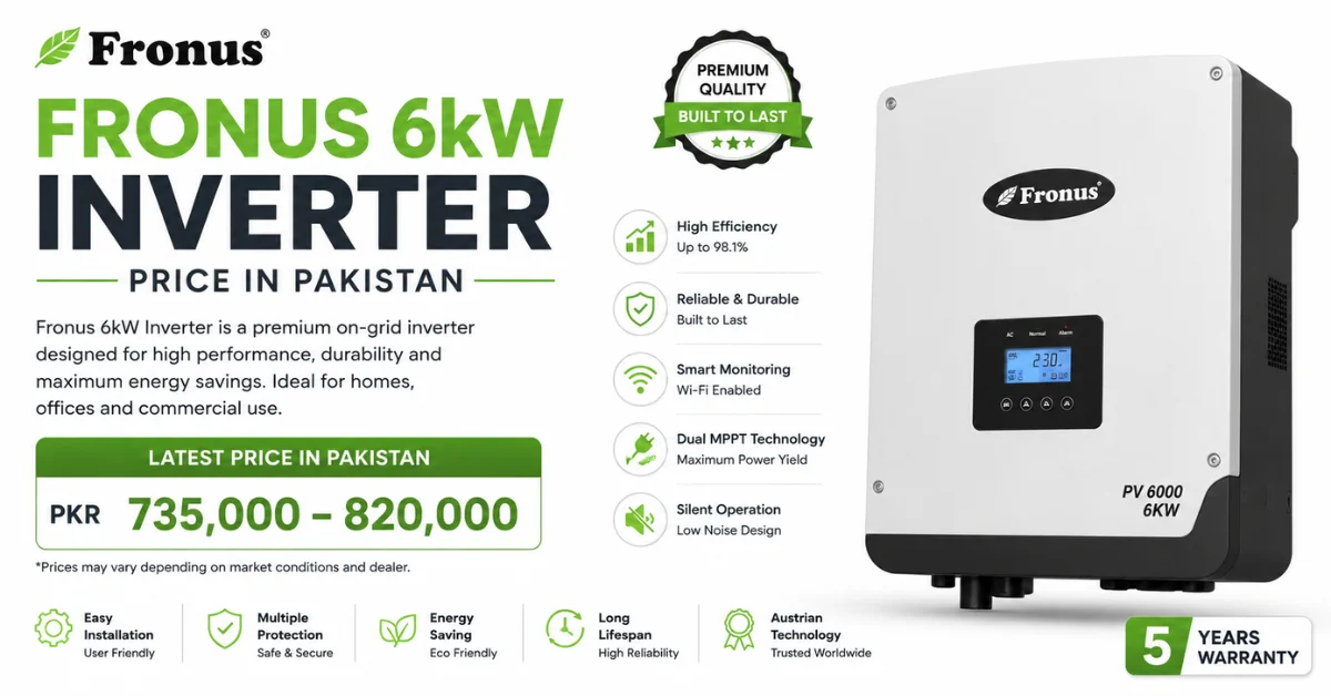 Fronius 6kW inverter price in Pakistan, Fronius solar inverter, 6kW on-grid inverter, solar inverter price Pakistan, Fronius 6kW inverter, Fronus PV 7200 inverter and Fronus Matrix 6kW inverter