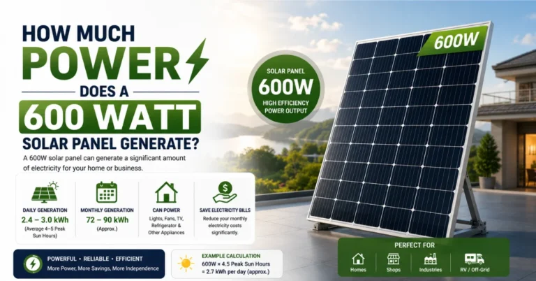 How much power does a 600 watt solar panel generate per day and month in Pakistan