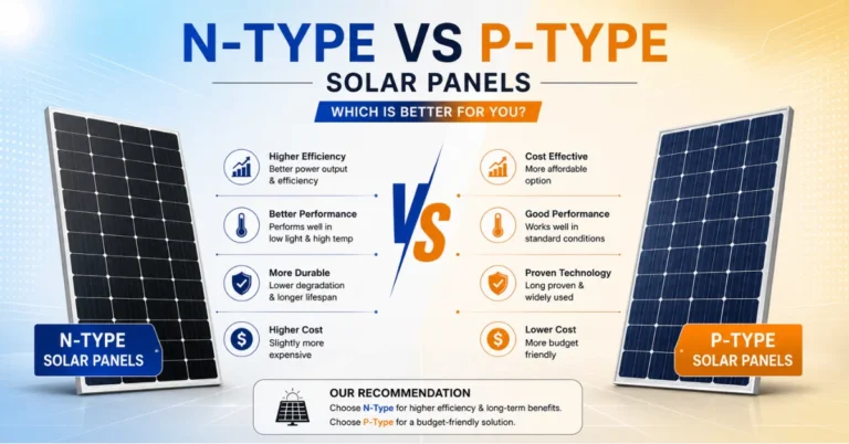N-Type vs P-Type solar panels, N-Type solar panel benefits, P-Type solar panel comparison, best solar panel technology