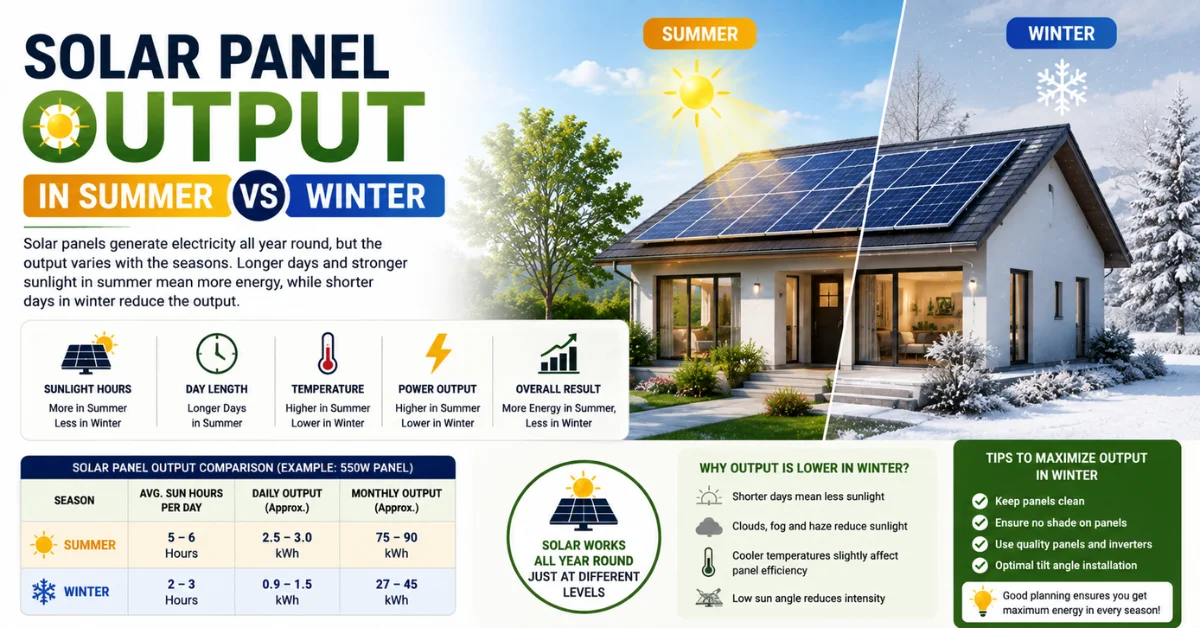 solar panel output in summer vs winter, solar panel electricity generation, solar panel performance, solar panel Pakistan, winter solar panel output