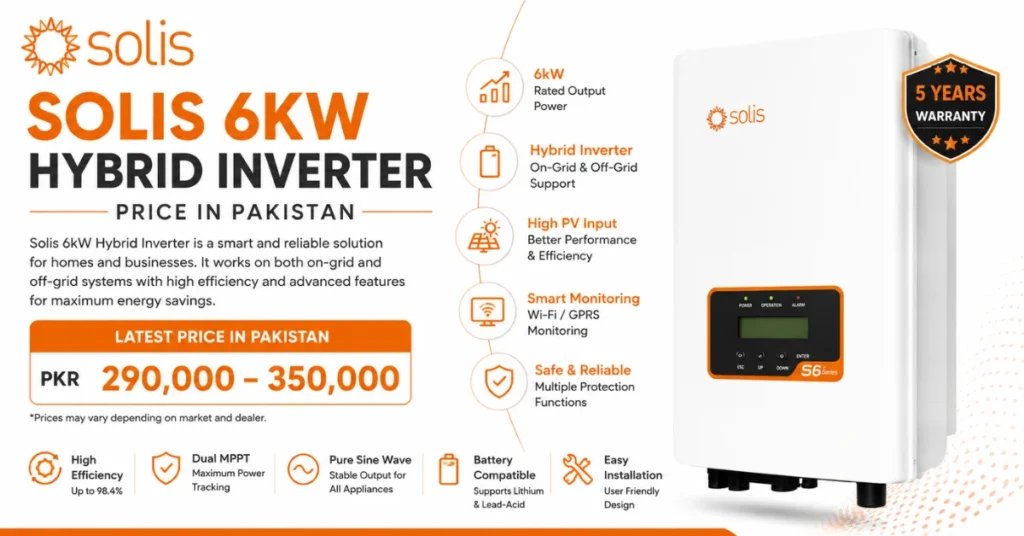 Solis 6kW hybrid inverter price in Pakistan 2026 , Solis 6kW solar inverter, Solis 6kW Pro Hybrid Inverter, Solis hybrid inverter and Solis inverter price in Pakistan