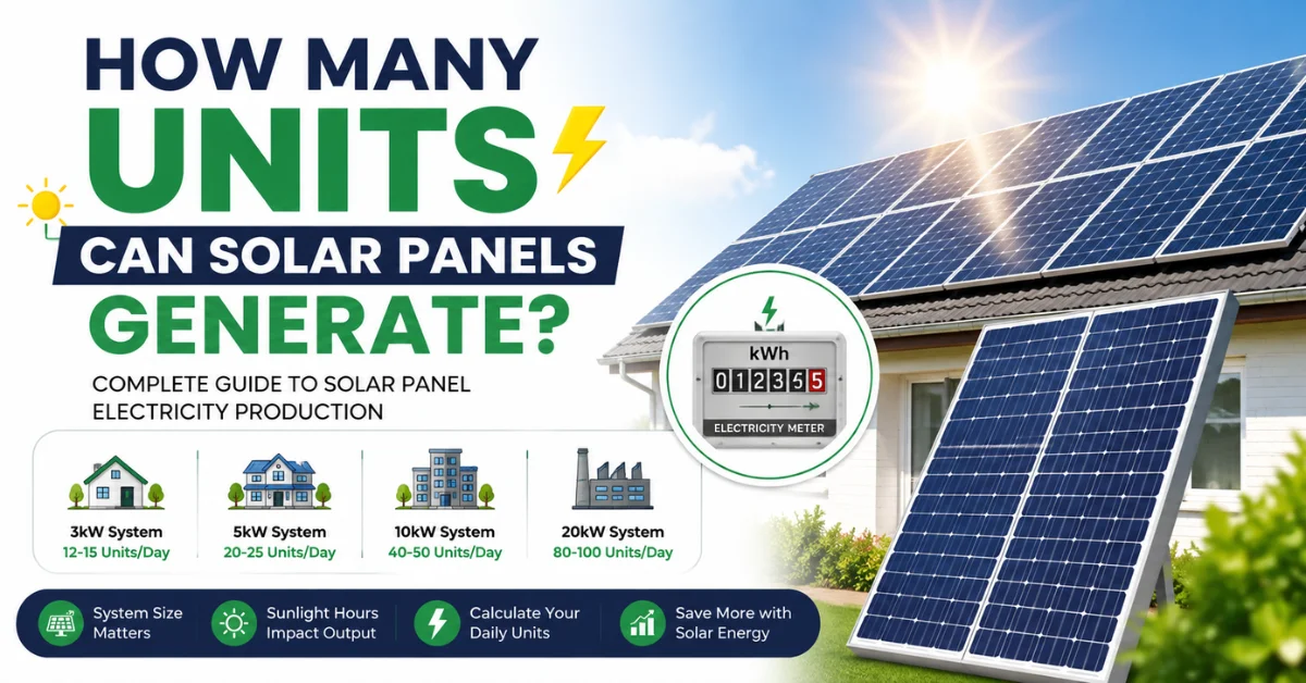 How many units can solar panels generate, solar panel electricity generation, solar system output, solar energy in Pakistan