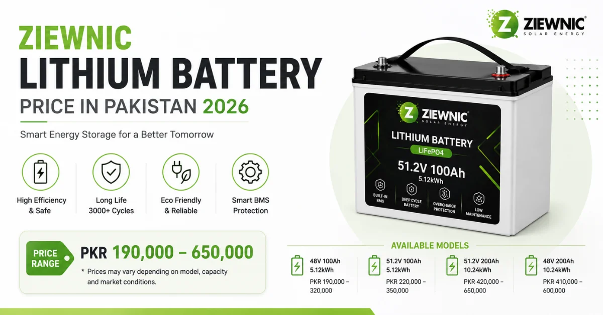 Ziewnic lithium battery price in Pakistan, Ziewnic LiFePO4 battery, lithium battery Pakistan, solar battery storage