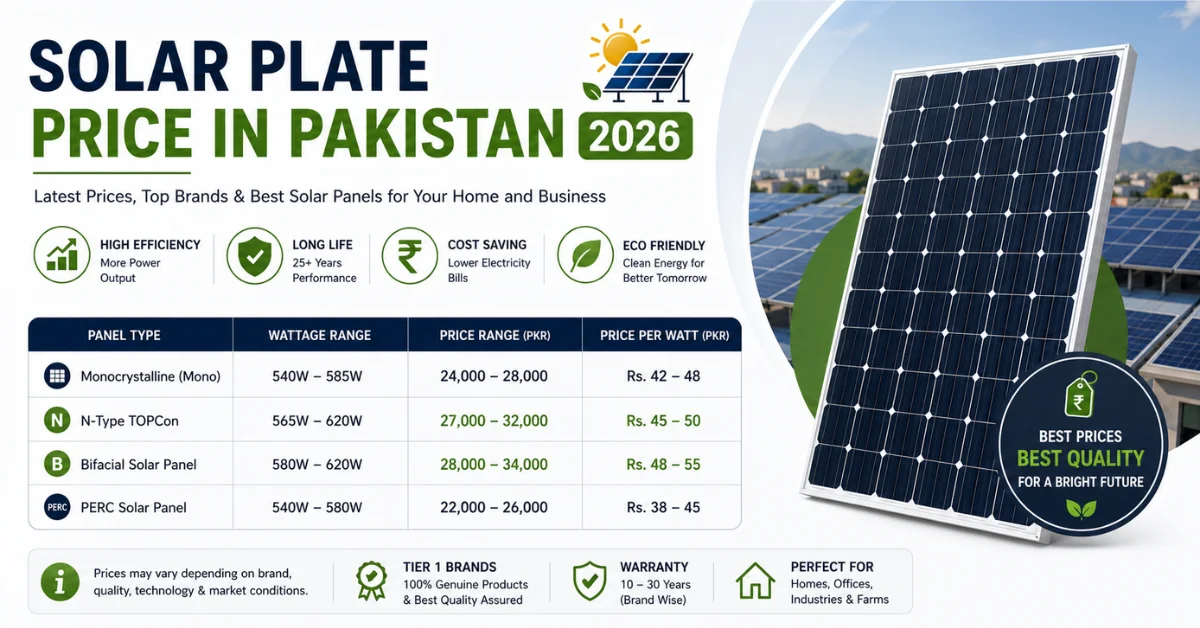Solar plate price in Pakistan 2026, solar panel price, solar panel rates, best solar panels in Pakistan
