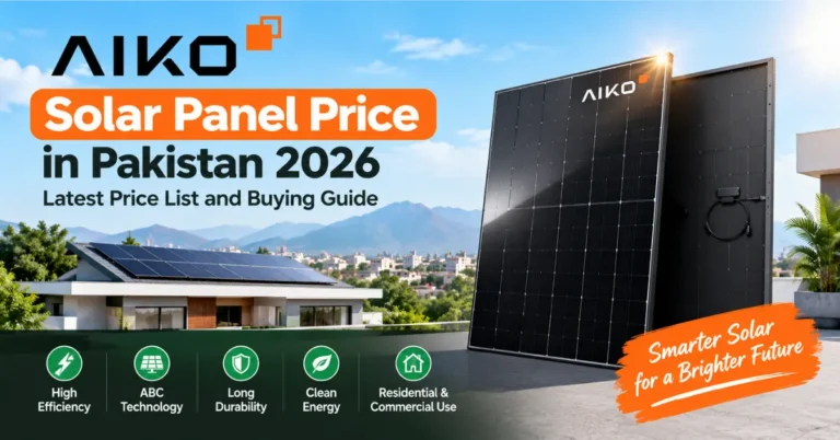 AIKO solar panel price in Pakistan 2026 featuring high-efficiency rooftop solar panels